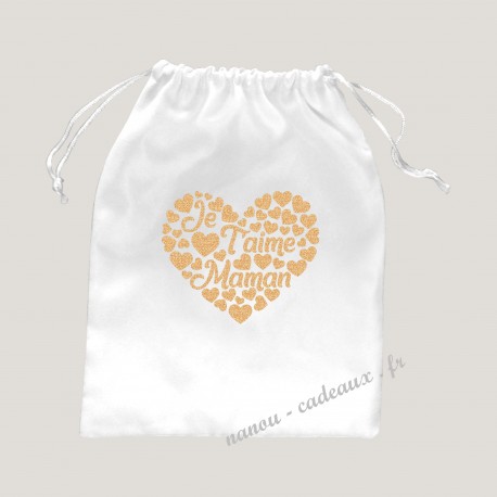 Sac pochon je t'aime maman pailleté