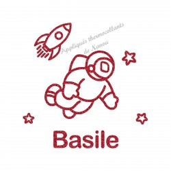 Astronaute personnalisé avec prénom thermocollant pailleté patch