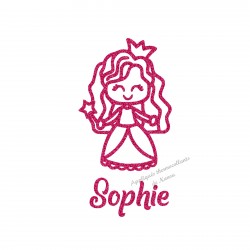 Princesse et prénom thermocollant personnalisé pailleté patch