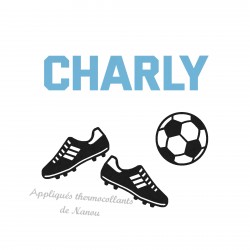 Thermocollant Foot et prénom personnalisé velours patch football