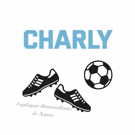 Thermocollant Foot et prénom personnalisé velours patch football