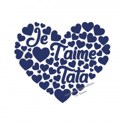 Cœur Je T'aime Tata en flex velours appliqué thermocollant