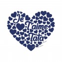 Cœur Je T'aime Tata en flex velours appliqué thermocollant