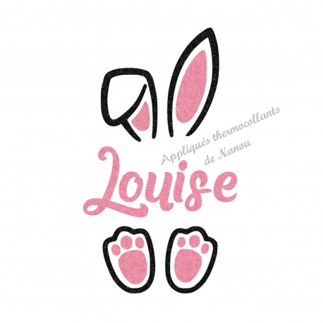 Thermocollant lapin de pâques personnalisé pailleté prénom