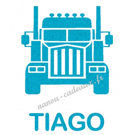 Camion truck et prénom personnalisé thermocollant pailleté patch