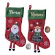 Chaussette botte Noël brodée bonhomme de neige prénom personnalisée, décoration