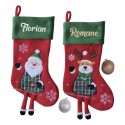 Chaussette botte Noël brodée renne ou père Noël prénom personnalisé avec jambes, décoration