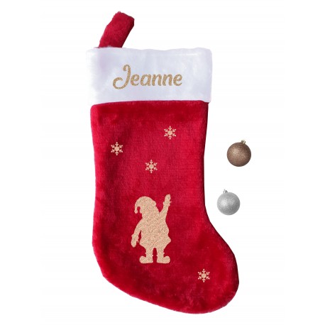 Botte chaussette père Noël avec prénom personnalisé