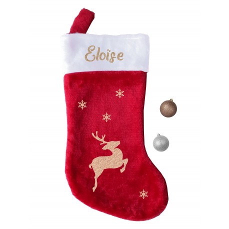 Botte chaussette Noël renne personnalisé avec prénom