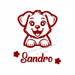 Appliqué thermocollant chien prénom personnalisé velours