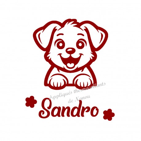 Appliqué thermocollant chien prénom personnalisé velours