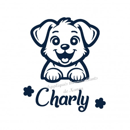 Appliqué thermocollant chien prénom personnalisé velours