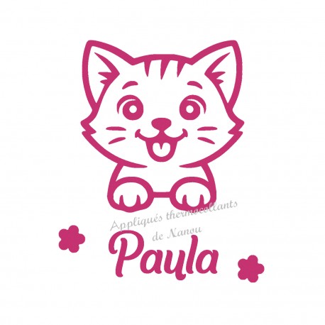 Appliqué thermocollant chat prénom personnalisé velours