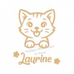 Thermocollant chat prénom personnalisé pailleté
