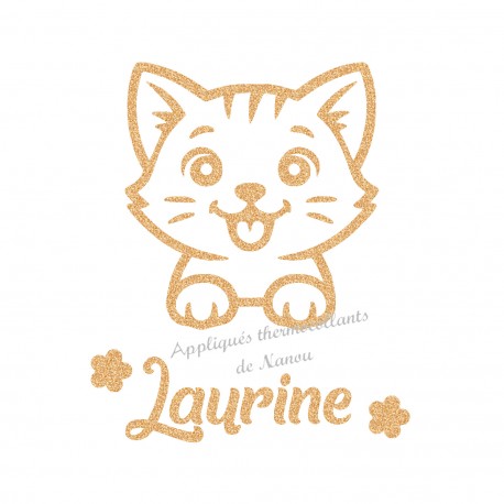 Thermocollant chat prénom personnalisé pailleté