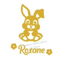 Thermocollant Pâques lapin prénom personnalisé pailleté