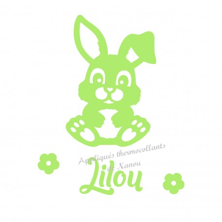 Thermocollant lapin pâques prénom personnalisé velours
